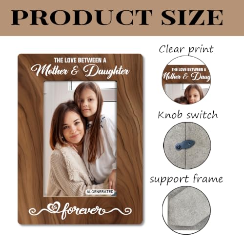 Mother Daughter Photo Frame Gift, Beautiful Mom Birthday Gifts, Christmas Gift, The Love Between A Mother & Daughter is Forever Photo Frame, Holds 4 x 6 Inch Photo, Farmhouse Wooden Picture Frame Gifts - color: Brown