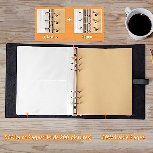 Photo Album 4x6 300 Photos,Genuine Leather Photo Albums with Writing Space with 30 Writing Paper, Travel Family Wedding Kids Graduation Ultrasound Baby Picture Album Scrapbook Photo Album（Love Tree） - color: Love Tree