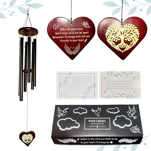Memorial Wind Chimes, Unique Sympathy Gift for Loss of Loved One Comes with Sympathy Card & Custom Verse on Pendant - for Bereavement/Funeral/Condolences/Grieving/- Gift of Love & Remembrance
