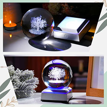 Crystal Ball 3D Engraved Tree of Life with LED Colorful Base 3.15‘’ - color: Tree of Life
