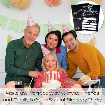 Birthday Invitations - Black Gold Glitter Bday Invites with Envelopes(25-Count) - It's a Surprise Fill-in Invite Cards for Party Supplies Favors Decorations - F06 - style: Shh