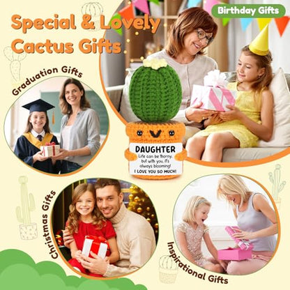 Agantree art Birthday Daughter Girls Gifts from Mom Dad Inspirational Crochet Cactus for Step Bonus Daughter Graduation Present for Teens Girls Teenager Back to Schhol Christmas - style: Daughter