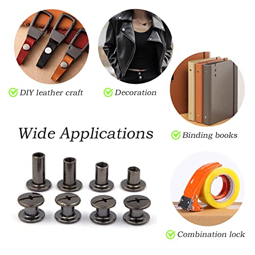Alloypro 75 Sets Chicago Screws Assorted Kit 5 Size GunMetal Leather Rivets Black Screw Rivets Slotted Phillip Head Book Binding Posts Nail Rivet Chicago Bolt for DIY Leather Craft (5 x 6,10,12,15,18) - size: Gun Metal-6,10,12,15,18