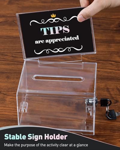 Uniclife 6.2"x 4.7" x 4" Acrylic Donation Ballot Box with Slot and Lock - color: Standard