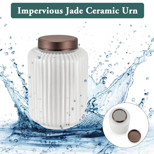 SOITIS Small Urns for Human Ashes 4.5 Inch Sharing Ceramic Urn for Ashes Mini Urns for Human Ashes Keepsake Urn for Human Ashes Funeral Memorial Holder White Urn for Women Men