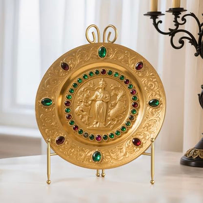 Display Stand for Plate, Foldable Metal Plate Stand for Table, Decorative Easel Holder for Picture Frames, Photos, Wedding Cards, Sign Posters, Cavas, 8-inch Gold