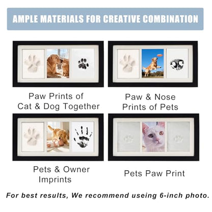Paw Print Impression Kit for Dogs and Cats, 2 Clay, Large Ink Pad, Pet Memorial Keepsake, DIY Memorial Gift for Pet Owners, Black