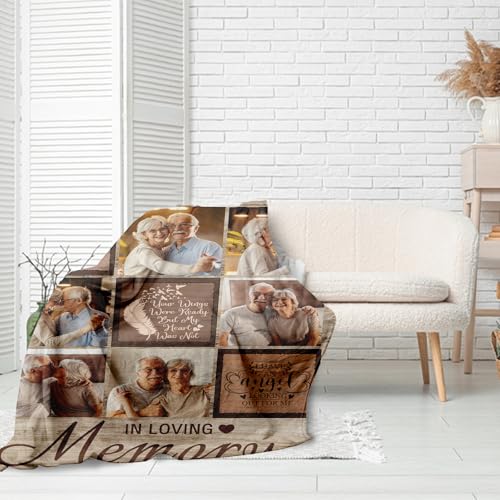 in Loving Memory Blanket Gifts, Custom Memorial Blanket with Photo for Loss of Loved One, Personalized Sympathy Throw Blankets with Picture, Memorial Gifts for Loss of Mom Dad Husband Wife