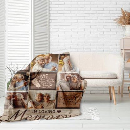 in Loving Memory Blanket Gifts, Custom Memorial Blanket with Photo for Loss of Loved One, Personalized Sympathy Throw Blankets with Picture, Memorial Gifts for Loss of Mom Dad Husband Wife