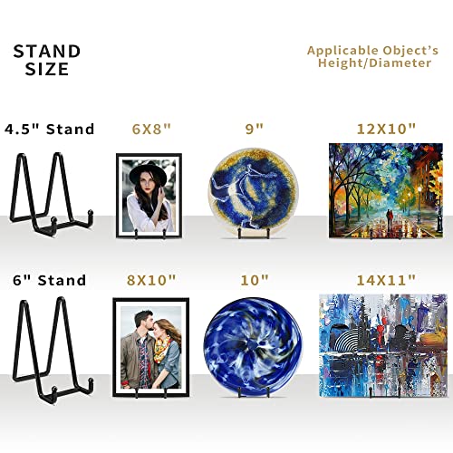 6 Inch Metal Square Picture Frame Easel Stands for Plates, Photos, Decor (Black, 2 Pack) - size: 6 Inch
