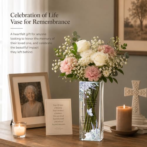 Sympathy Memorial Flowers Vase, Butterfly Condolence Gifts for Loss of Loved One, Bereavement Gift, Remembrance Decor for Loss of Mom Dad Husband Sister Friend, Grief Candle Holder Vase