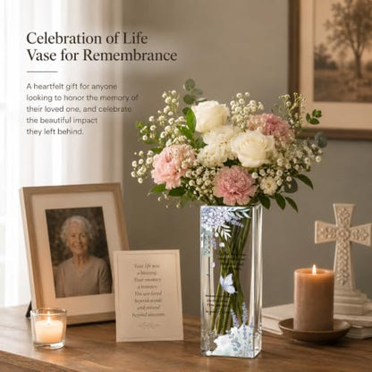 Sympathy Memorial Flowers Vase, Butterfly Condolence Gifts for Loss of Loved One, Bereavement Gift, Remembrance Decor for Loss of Mom Dad Husband Sister Friend, Grief Candle Holder Vase