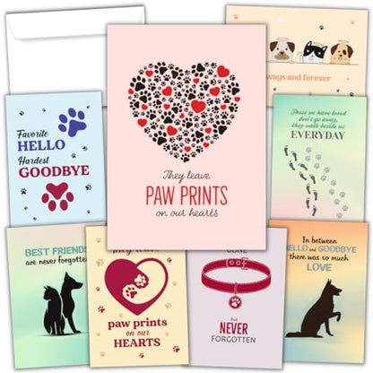 Hat Acrobat 24 Pet Sympathy Cards for Dogs, Cats with Envelopes - Pet Sympathy Card, Loss of Dog Sympathy Card Set, 24 Cards in 8 Beautiful Designs - Thoughtful Sympathy Card for Loss of Pet Dog or - color: Pro Variety Value