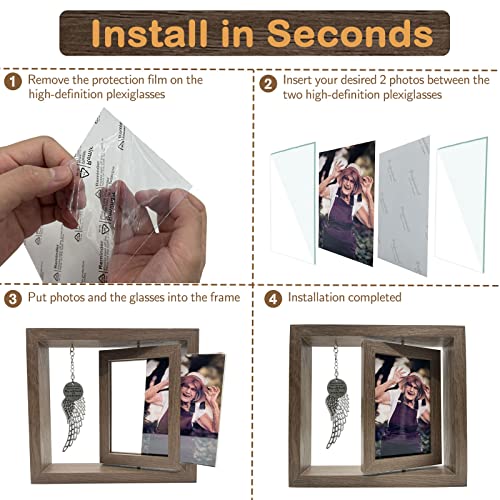 Besoamo Memorial Picture Frame 4x6, Sympathy Gifts for Loss of Loved One, Memorial Gifts for Loss of Mom Dad, Rotatable Bereavement Sympathy Photo Frame with Angel Wing, Remembrance Condolence Gift - size: 4x6 inches Photo Frame with Angel Wing