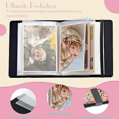 Photo Album 4x6 Photos - 60 Photos Capacity PU Leather Cover Photo Album with Strong Elastic Band, Portable Picture Album for Family Wedding Wedding Anniversary, Lucky Tree - color: Lucky Tree