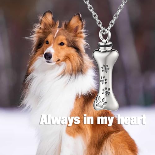 925 Sterling Silver Eternal Pawprint Lucky Bones- 925 Sterling Silver Pet Memorial Necklace 18"