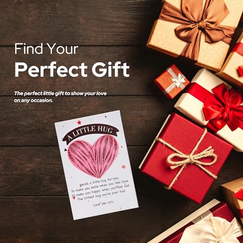 Little Pocket Hug Token & Greeting Card – Handmade Quilled Heart with NFC Bible Verse | Pocket Hug Card with Inspirational Scripture | Unique Christian Gift for Encouragement, Grief, Anxiety Relief & Long Distance Love (Pink Heart) - color: Pink Heart