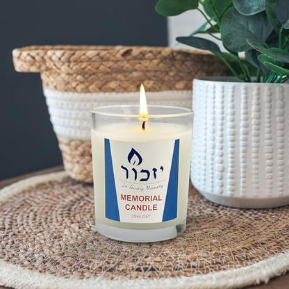Memorial Candles for Loss of Loved One - Hand Poured 7oz Yahrzeit Candles (White) - Long Lasting 30hr Soy Wax Tribute for Jewish Sympathy, Shiva, Funeral & Remembrance - Unscented Bereavement Gifts