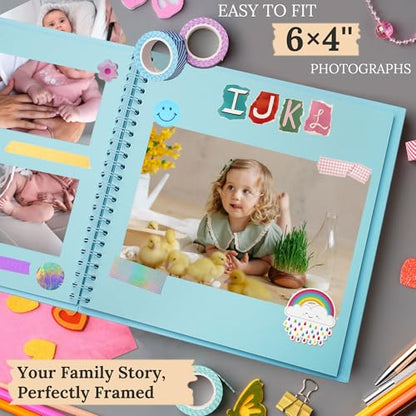 Scrapbook Photo Album 7"x7" 20 Sheets 40 Pages Hardcover Kraft Paper Khaki - color: Blue, size: 7"x7" 20 Sheets