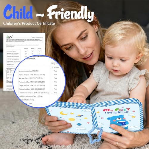Fintie Baby Photo Album 4x6 Inch, 18 Photos My First Family Soft Album Book | For Newborn/Toddlers/Kids/Baby Shower Memory Birthday Gifts, Family Tree, First Year Milestones Keepsake, Blue Bear - color: Blue Bear