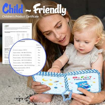 Fintie Baby Photo Album 4x6 Inch, 18 Photos My First Family Soft Album Book | For Newborn/Toddlers/Kids/Baby Shower Memory Birthday Gifts, Family Tree, First Year Milestones Keepsake, Blue Bear - color: Blue Bear