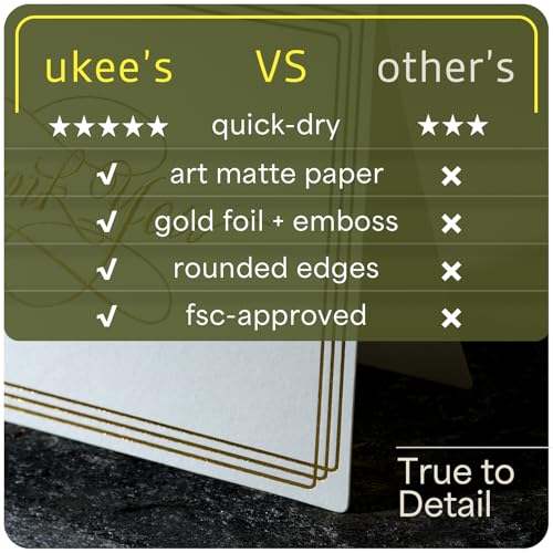 ukee's Elegant Thank You Cards, Gold Foil, 100 Cards with Envelopes | 3.5x5 Blank Notes, Quick Dry Matte Art Paper, Gold Seal Stickers, Bulk Set for Wedding, Baby Shower, Graduation, Business