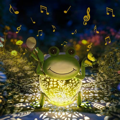 Solar Lantern Outdoor Lights, Cute Metal Solar Frog Lamp with Sound - size: Frog
