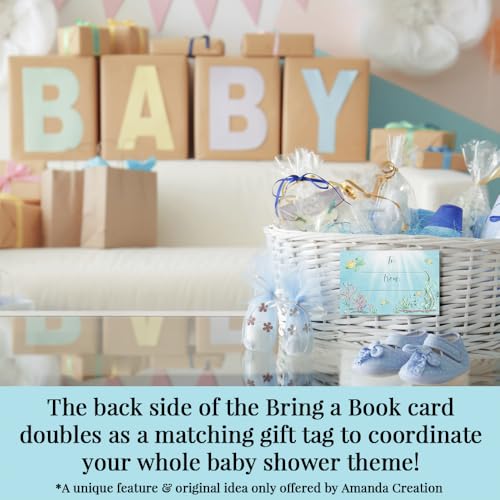 Amanda Creation Sea Turtle Baby Shower Invitations, 20 Pack 5x7 Under the Sea Kit with Diaper Raffle, Book Request Cards & Envelopes - style: Sea Turtle