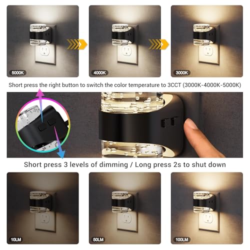 JandCase LED Night Light, Bubble Night Lights Plug into Wall Auto, 3 Color - color: Black