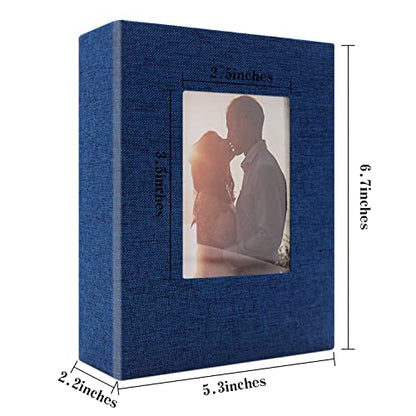Vienrose 4x6 Photo Album,100 Pockets,Linen Cover with Window,Blue | Cover Window, Acid Free Pages, Linen Hardcover, Baby Wedding Family Photos - color: Blue, size: 100 Pocket