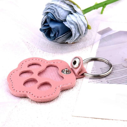 yaozeio Pet Hair Fur Keychain Keepsake for Dog Cat PU Leather Paw Print Bag Key Charm Accessory for Best Friend Pets Loss Sympathy Memorial Gifts for Pets Lover Owner Pink Pet Hair Locket Holder