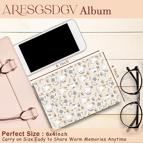 Cat Photo Album 4x6 18 Pockets Photos, Pet Lover Gifts, Cat Mom Dad Gifts, Cute Kitten Paw Print Small Mini Photo Album Hold 36 Pictures Book for Pet Parents - color: Cats