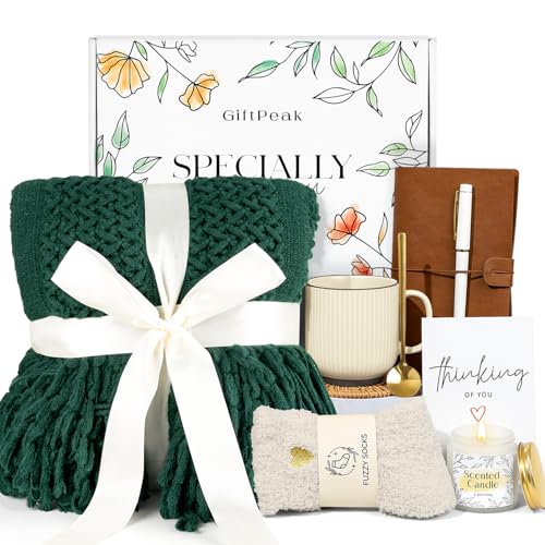 Gifts for Women, Get Well Soon Gifts for Women, Sympathy Gift Baskets, Thinking of You Care Package, Self Care Package, After Surgery Feel Better Blanket (Green) - color: Green
