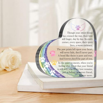 Rainbow Bridge Pet Memorial Plaque, Sympathy Gift for Loss of Dog Cat, Pet Loss Bereavement Gifts for Women Men, Pets Remembrance Memorial Keepsake Paperweight Desk Shelf Decor - style: Pet Memorial 01