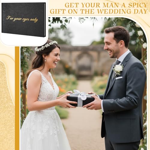 AmazingSpark Boudoir Photo Album for Your Eyes Only Black Leather Self Adhesive with 4x6 Inch, 5x7 Inch Photo Book Gift for Him Husband Boyfriend Groom Wedding Bridal Shower Wedding Anniversary(8x5") - size: 8x5"
