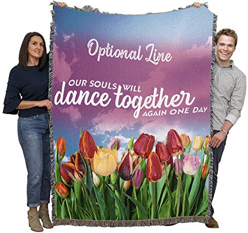 Pure Country Weavers Our Souls Will Dance Together Again Blanket - Personalized - Custom Sympathy Bereavement Gift Tapestry Throw Woven from Cotton - Made in the USA (72x54) - color: Dance Together, size: Customize