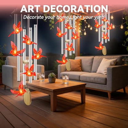 Solar Wind Chimes for Outside Color Changing Light, Red Cardinal - color: Red Cardinals