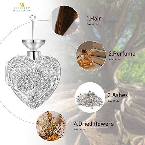 SOULMEET Cremation Jewelry for Ashes, Sterling Silver Urn Necklace for Ashes Women Men, Cherish Memories Cremation Jewelry to Keep Someone Near to You - color: M2-White gold tree