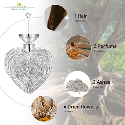 SOULMEET Cremation Jewelry for Ashes, Sterling Silver Urn Necklace for Ashes Women Men, Cherish Memories Cremation Jewelry to Keep Someone Near to You - color: M2-White gold tree