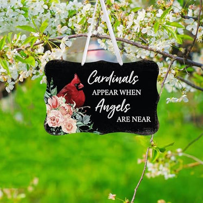 LifeSong Milestones Memorial Wall Hanging Signs Bereavement Keepsake Condolence Funeral Gift For Loss of Loved One 8x12 (Cardinals Appear When Angels (Black)) - color: Cardinals Appear When Angels (Black)