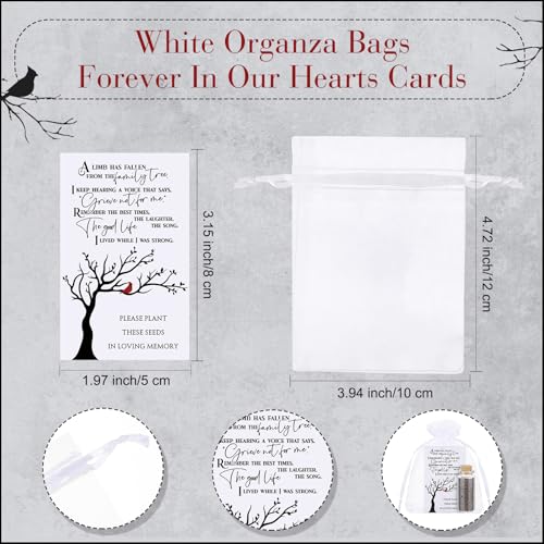 Tanlade 100 Sets Funeral Favors Memorial Seed Big Glass Bottles with Cork Stopper Cardinal Funeral Prayer Celebration of Life Card for Loss of Loved Memorial Service, 0.87x1.97in, No Seed