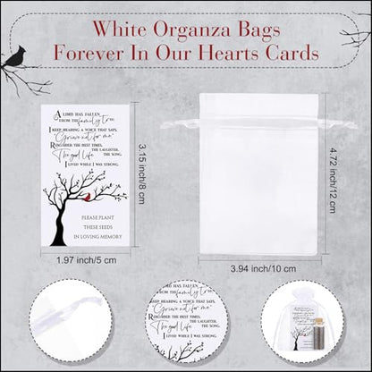 Tanlade 100 Sets Funeral Favors Memorial Seed Big Glass Bottles with Cork Stopper Cardinal Funeral Prayer Celebration of Life Card for Loss of Loved Memorial Service, 0.87x1.97in, No Seed