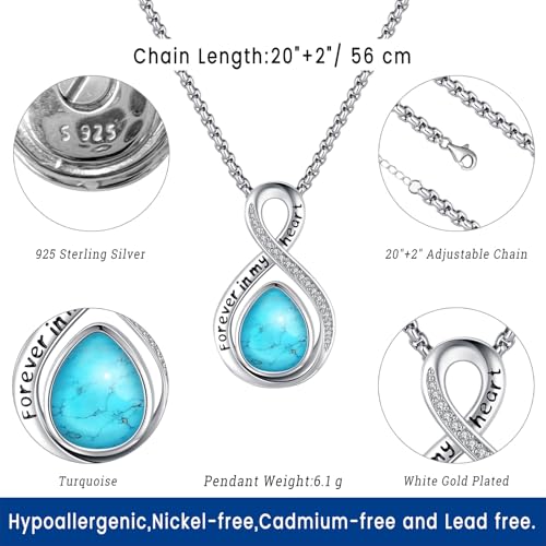 Eusense Cremation Jewelry for Ashes Urn Necklace to Put Ashes In 925 Sterling Silver Memorial Pendant Tree of Life Infinity Urn Necklaces for Ashes Necklace for Women Men - style: C-Infinity Urn Necklace-Turquoise