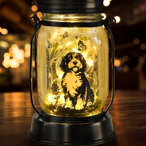 kyoryuger Portuguese Water Dog Gifts for Women/Men Portuguese Water Dog Solar Lanterns Mom Birthday Pet Lovers Lantern Pet Loss Memorial Lights Solar Garden Decoration for Yard, Patio,Backyard,Torches - color: Portuguese Water Dog