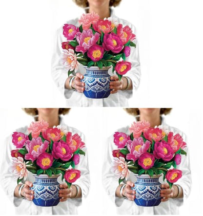 Freshcut Paper Peony Paradise 13 Inch Life-Sized 3D Pop Up Card – Birthday, Mothers Day, Thank You, Gifts for Mom and Her – Includes Notecard and Envelope (Pack of 3) - color: Peony Paradise, size: Classic (Pack of 3)