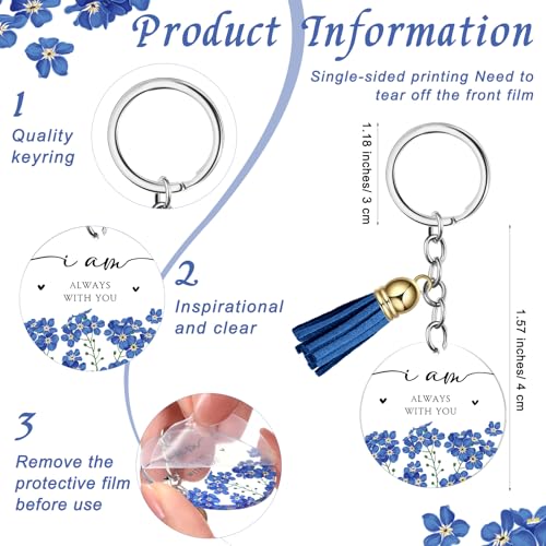Landical Funeral Favors Forget Me Not Celebration of Life Favors Keychain with Tassel, Card, Gift Bag for Funeral Guest Gifts