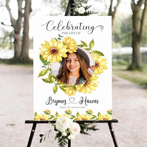 Memorial Sign Celebration of Life Template Funeral Welcome Sign Memorial Service Sign Celebration of Life Decorations Memorial Sign, Funeral program, Sunflower Funeral Décor - color: #Version 02