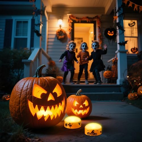 4 Pack Halloween LED Pumpkin Lights with Remote Control and Timer - color: Orange LED Pumpkin Lights 4PCS