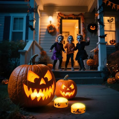 4 Pack Halloween LED Pumpkin Lights with Remote Control and Timer - color: Orange LED Pumpkin Lights 4PCS