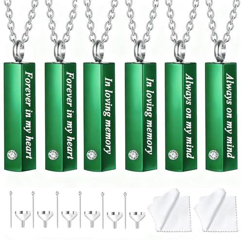 weikui 6 Pieces Urn Necklace for Ashes for Men Women Cremation Jewelry for Ashes Memorial Urn Locket for Ashes Keepsake Pendant for Human Ashes - color: 6Pcs-Green
